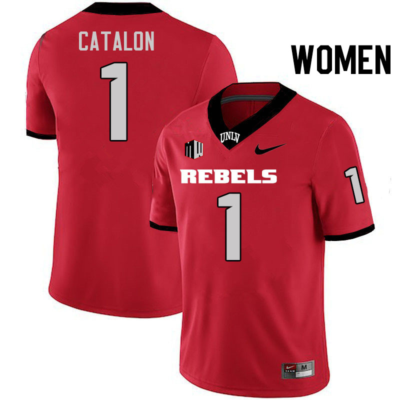 Women #1 Jalen Catalon UNLV Rebels College Football Jerseys Stitched-Scarlet